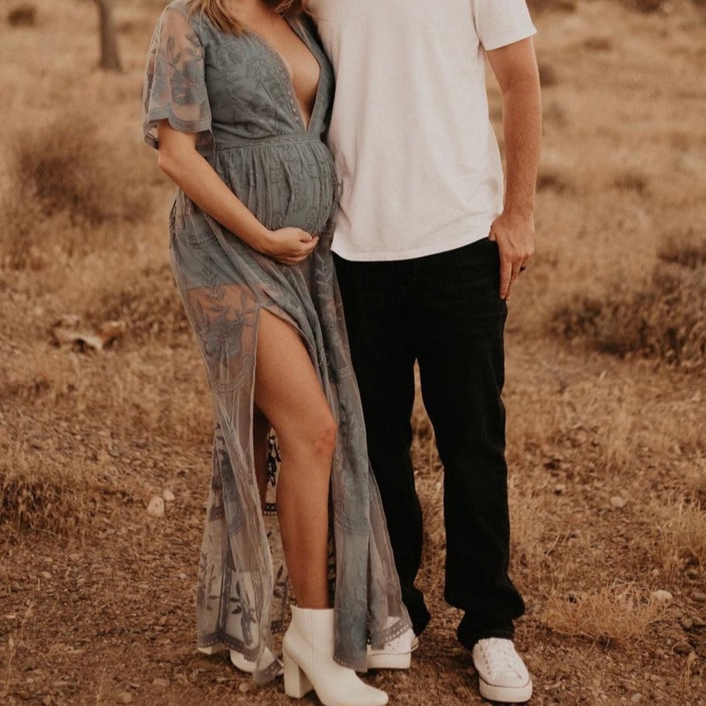 Powder Blue Maxi Dress Lace Romper
